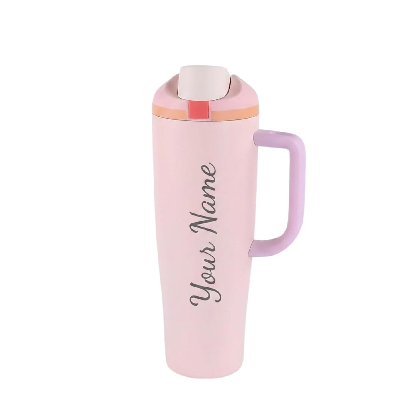 Personalized 1180ml Stainless Steel Tumbler with Name, Insulated Travel Mug with Handle & Spout Lid, Leak-Resistant Thermos