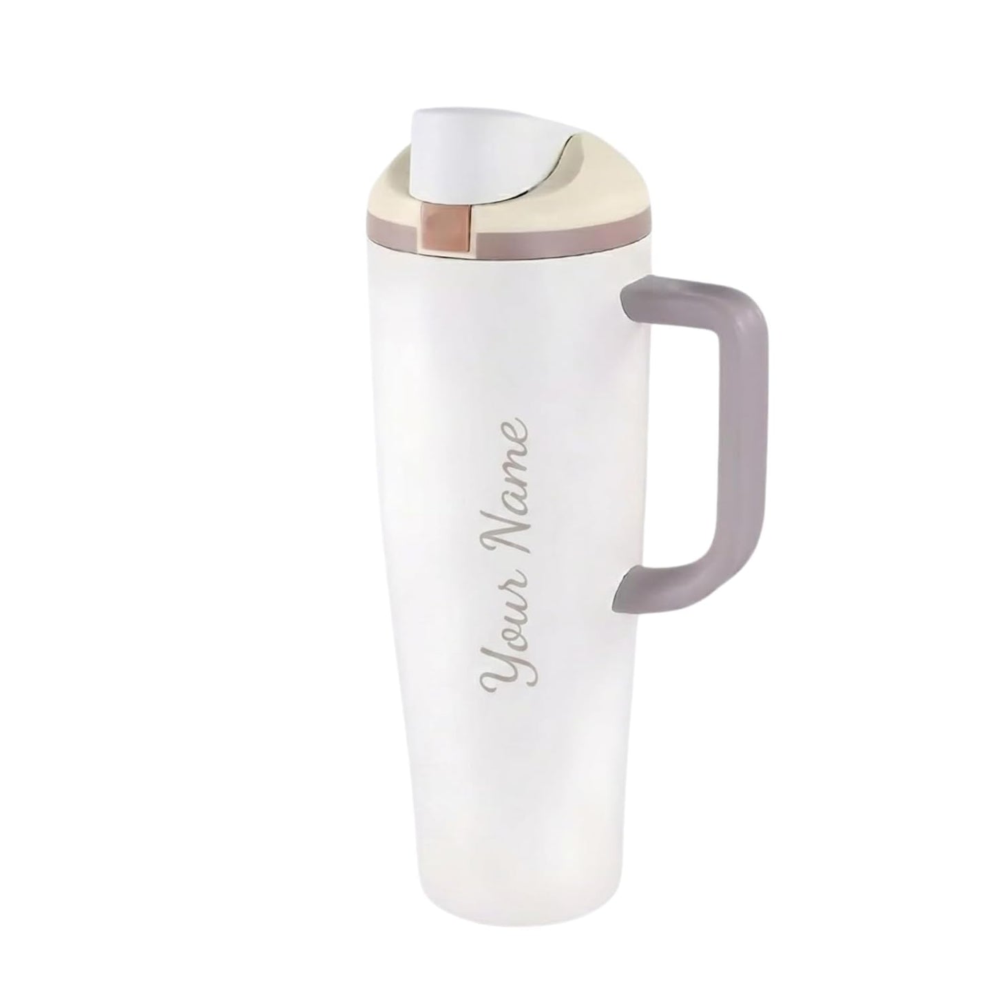 Personalized 1180ml Stainless Steel Tumbler with Name, Insulated Travel Mug with Handle & Spout Lid, Leak-Resistant Thermos