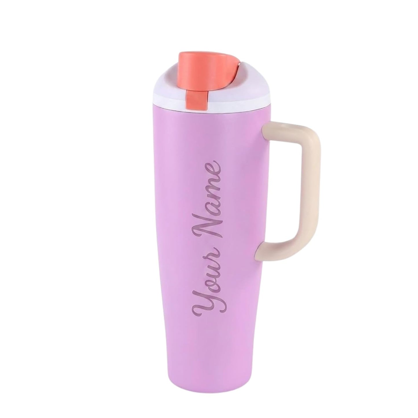 Personalized 1180ml Stainless Steel Tumbler with Name, Insulated Travel Mug with Handle & Spout Lid, Leak-Resistant Thermos