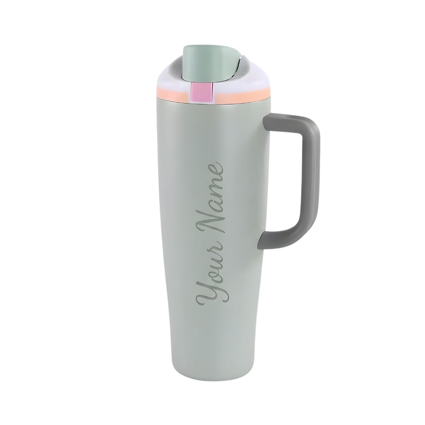 Personalized 1180ml Stainless Steel Tumbler with Name, Insulated Travel Mug with Handle & Spout Lid, Leak-Resistant Thermos