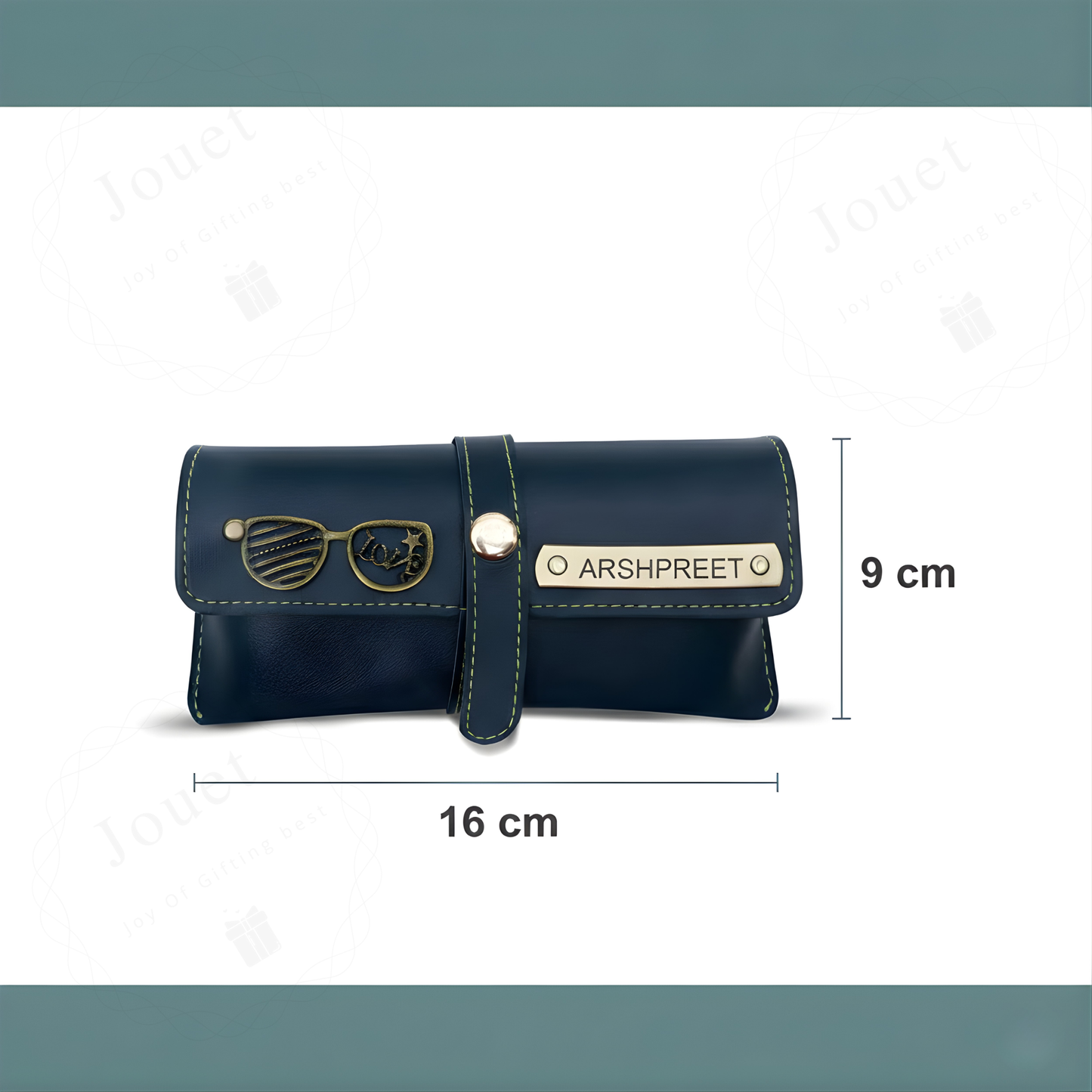 Personalized Faux Leather Eyeglass & Sunglasses Case with Custom Name Tag & Metal Charm, Protective Travel Spectacle Holder