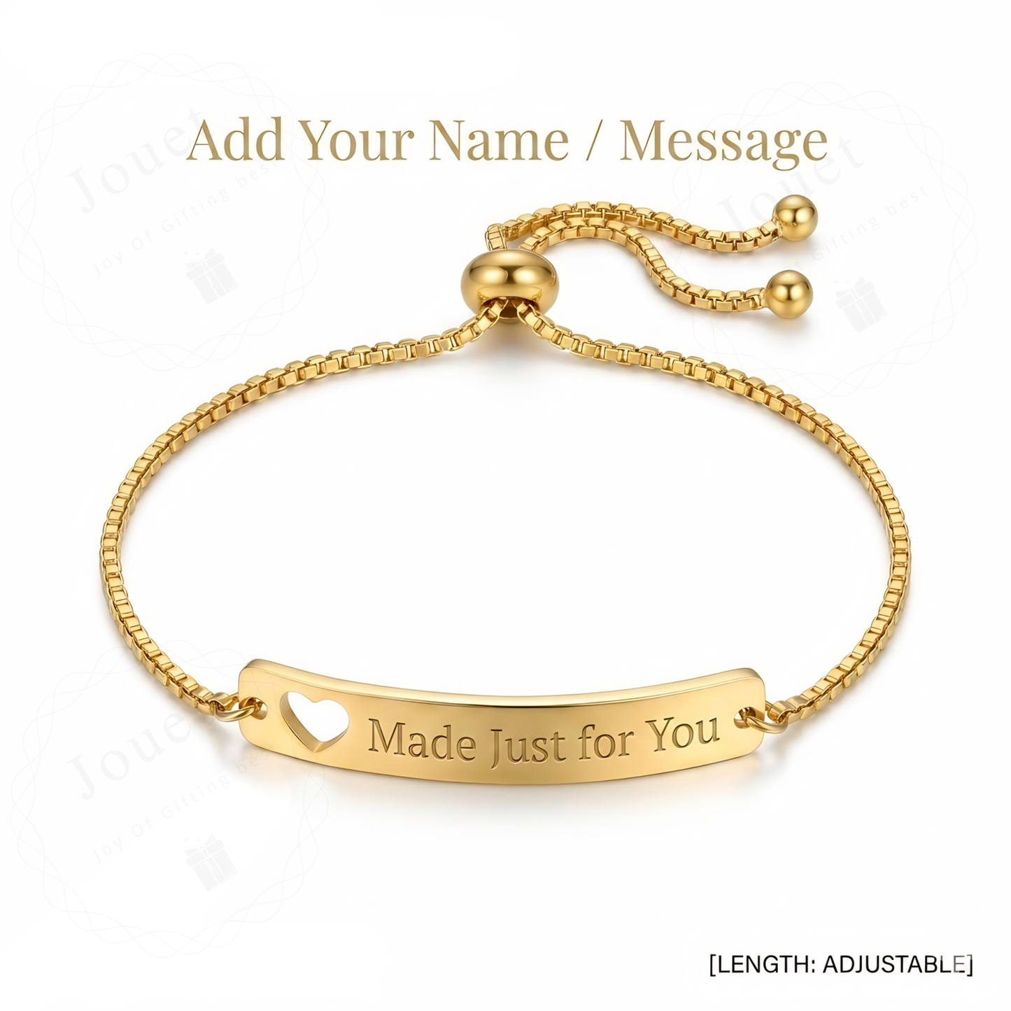 Personalized Stainless Steel Adjustable Bar Bracelet with Heart Cutout, Laser Engraved Name or Message, Custom Jewelry Gift for Men & Women