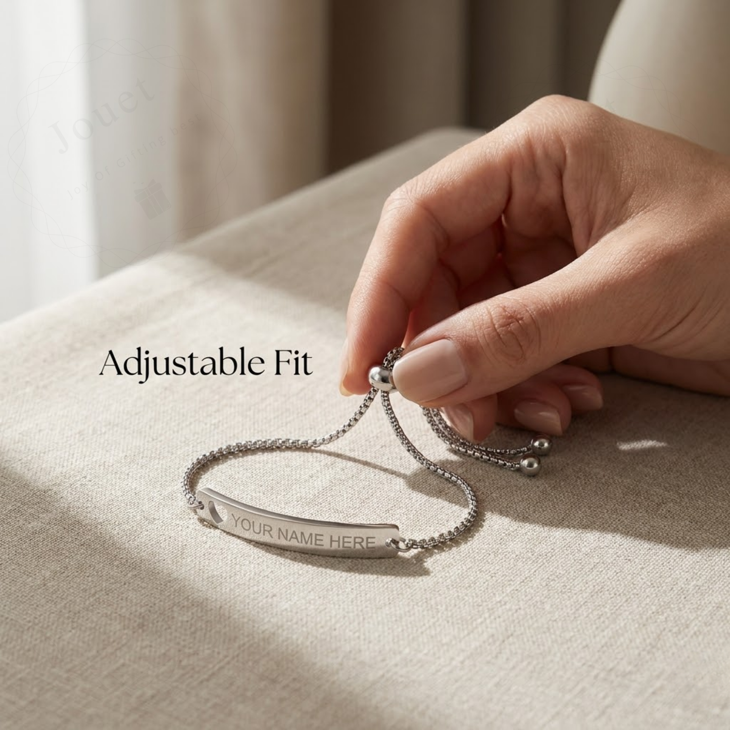 Personalized Stainless Steel Adjustable Bar Bracelet with Heart Cutout, Laser Engraved Name or Message, Custom Jewelry Gift for Men & Women