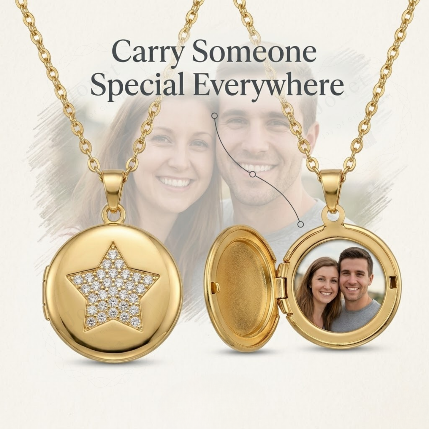 Personalized Photo Locket Necklace for Women with Crystal Star Design, Stainless Steel Waterproof Custom Picture Pendant Gift for Her