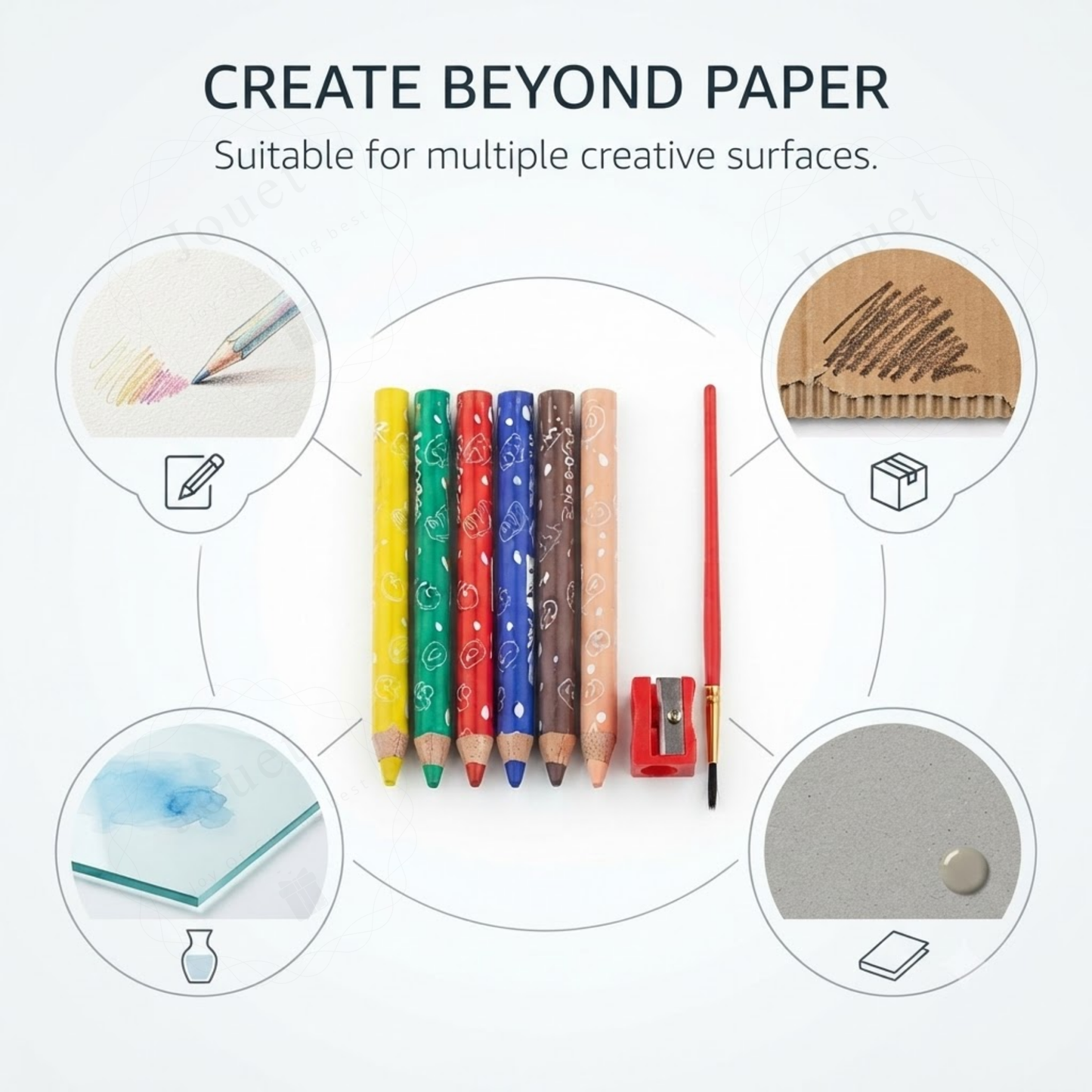 Kids 3-in-1 Watercolor Pencil Set | 6 Colors with Paintbrush & Sharpener
