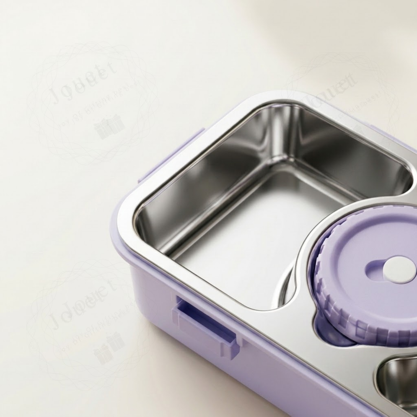 Insulated Stainless Steel Lunch Box with 3 Compartments & Steel Cutlery