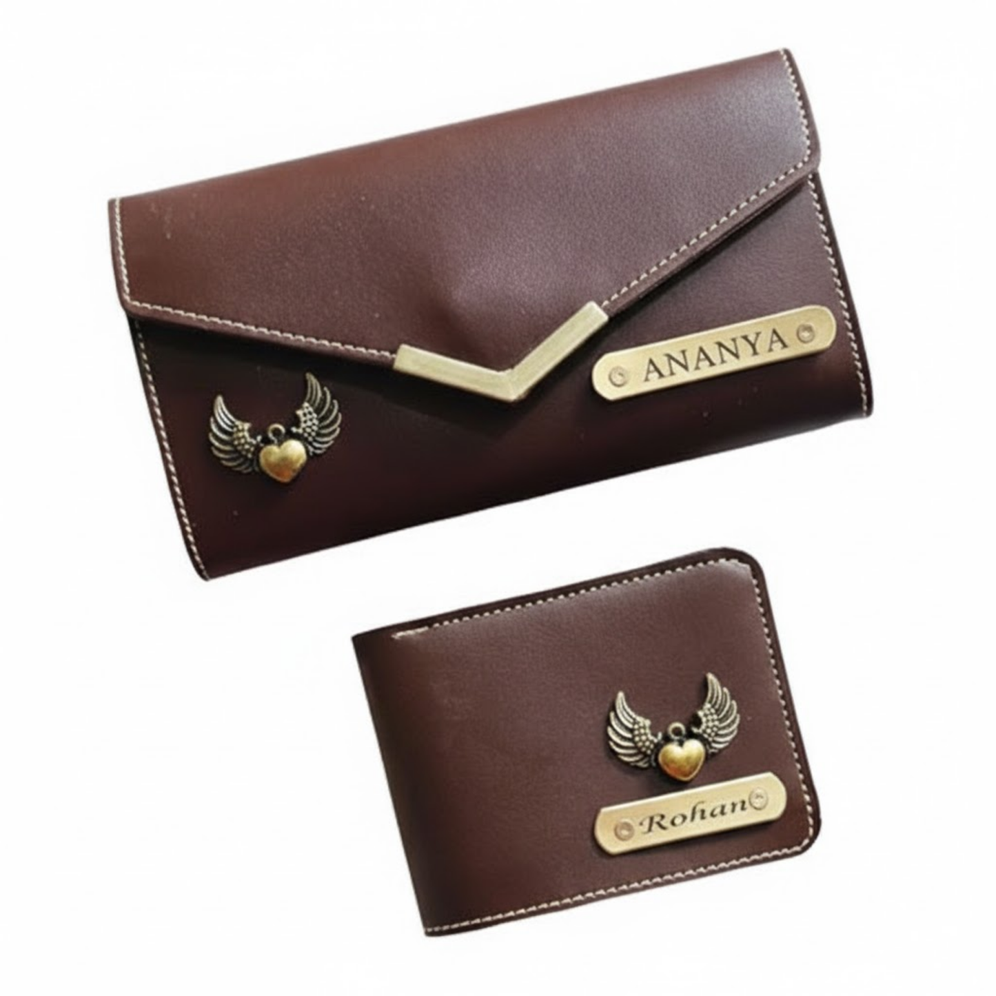 Personalized His & Hers Wallet Set with Photo Engraving, Custom Name Wallets for Couples