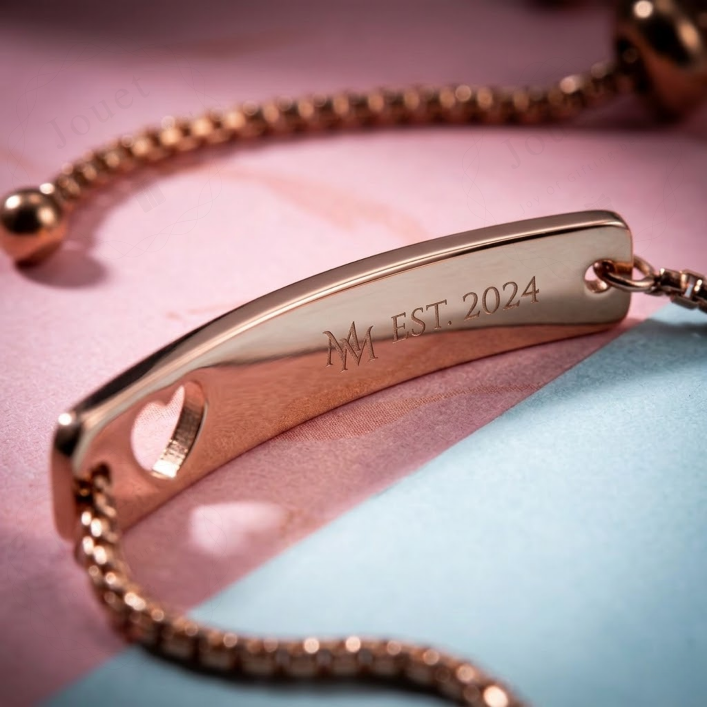 Personalized Stainless Steel Adjustable Bar Bracelet with Heart Cutout, Laser Engraved Name or Message, Custom Jewelry Gift for Men & Women