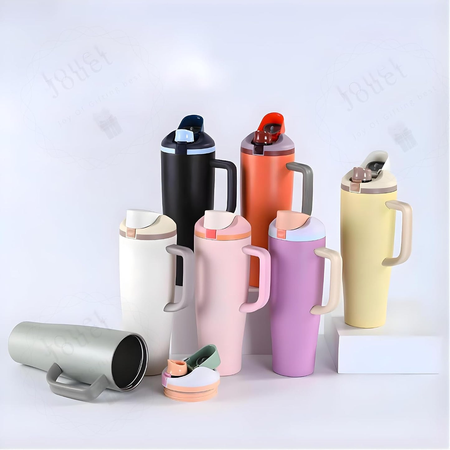 Personalized 1180ml Stainless Steel Tumbler with Name, Insulated Travel Mug with Handle & Spout Lid, Leak-Resistant Thermos