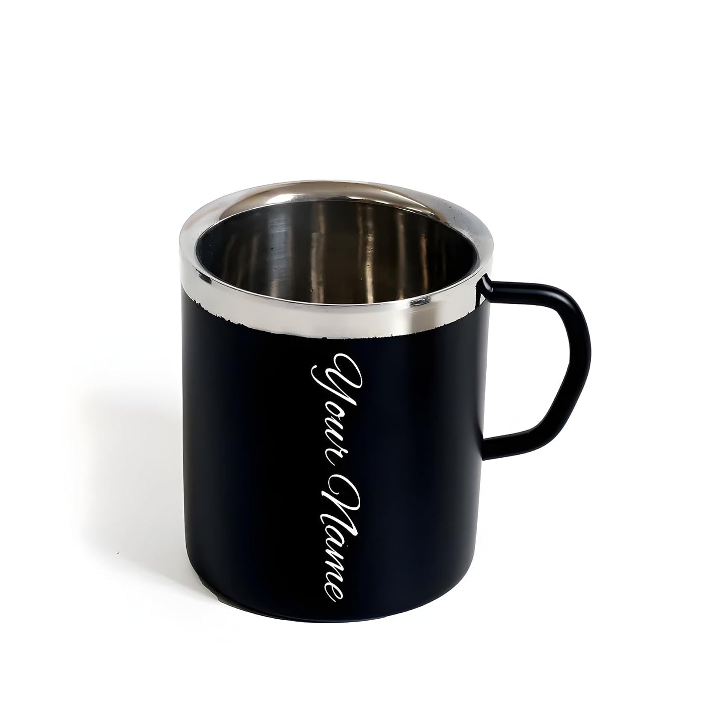Personalised Stainless Steel Mug with Custom Engraving – 240ml, Black