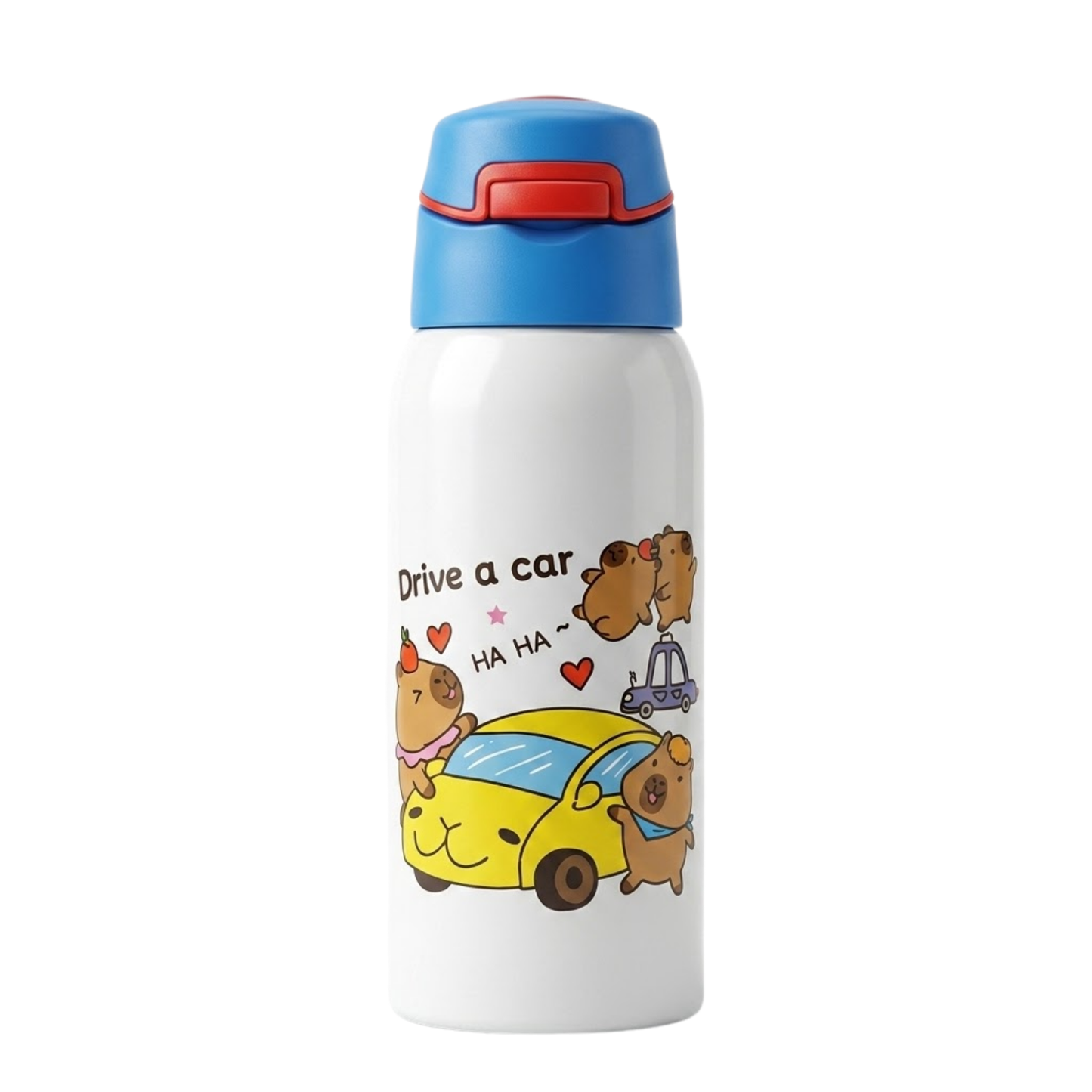 350ml Capybara Kids Stainless Steel Water Bottle with Flip Top Lid