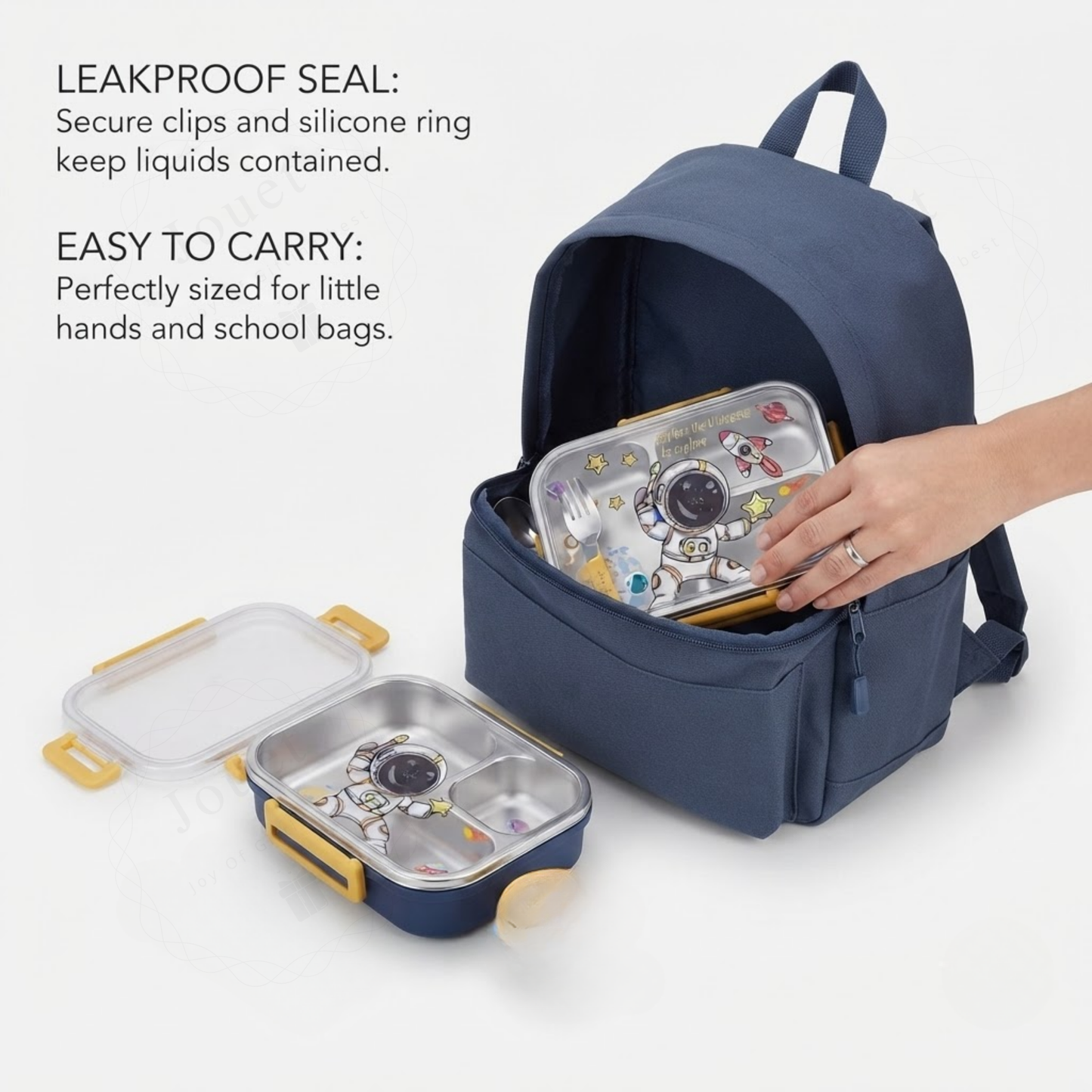 750ml Kids Stainless Steel Lunch Box with 3 Compartments for School & Travel