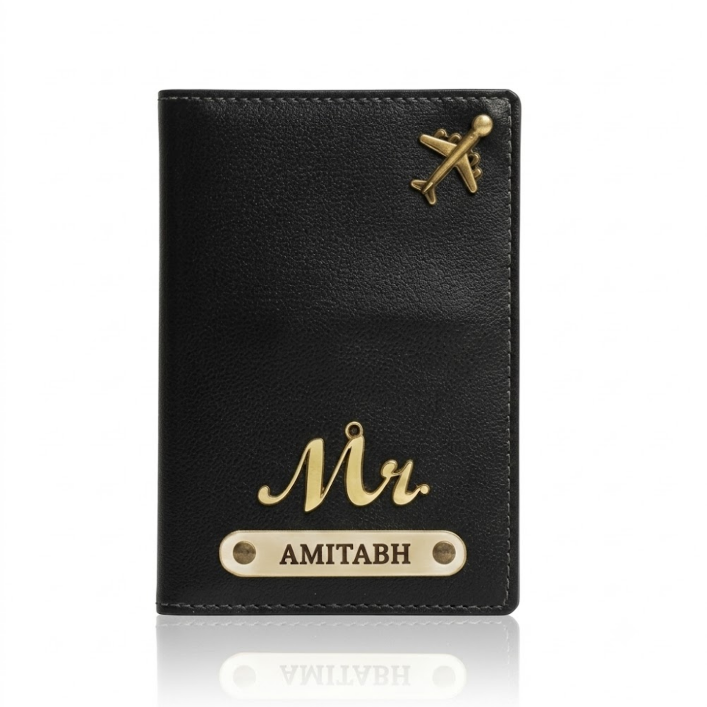 Custom Name Passport Holder with Travel Charms, Slim Faux Leather Cover for Cards & Travel Documents