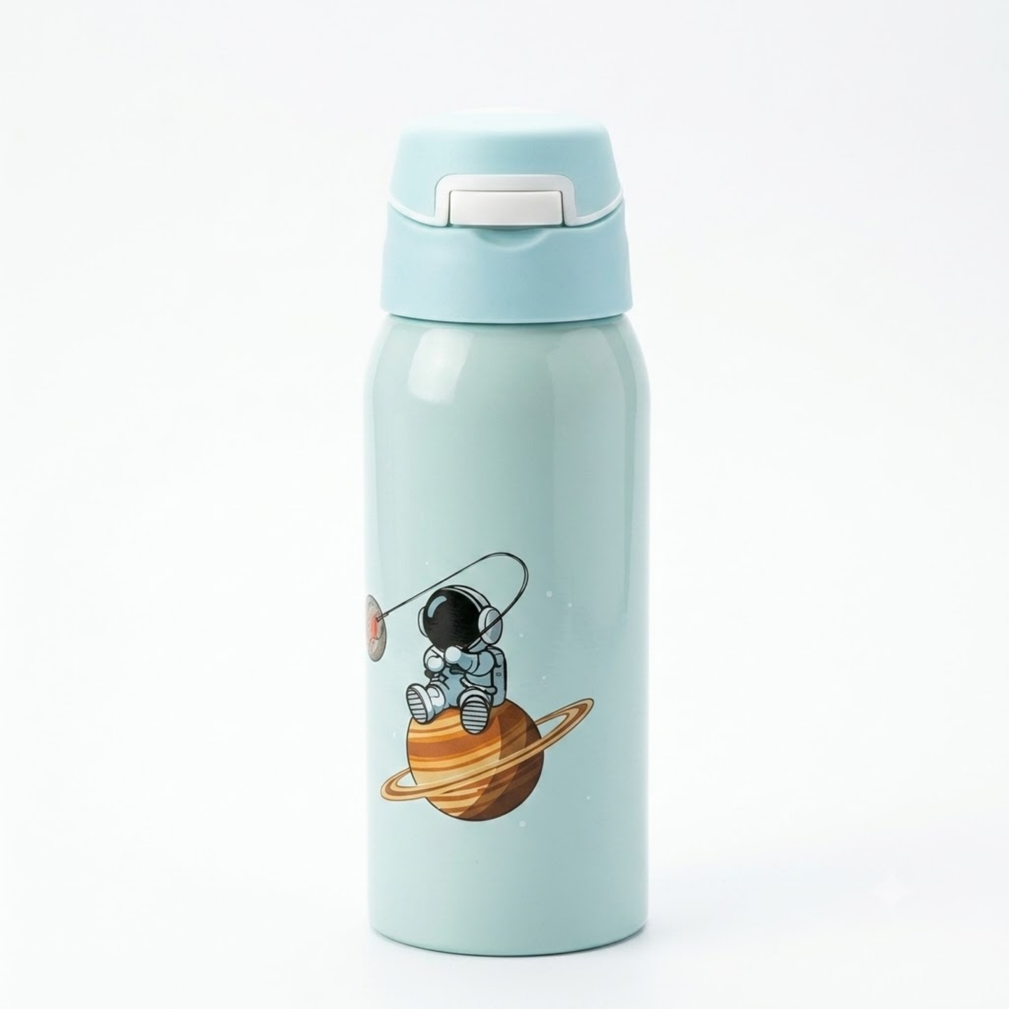 350ml Stainless Steel Kids Sipper Bottle with Flip Top Lid for School & Travel - Space design