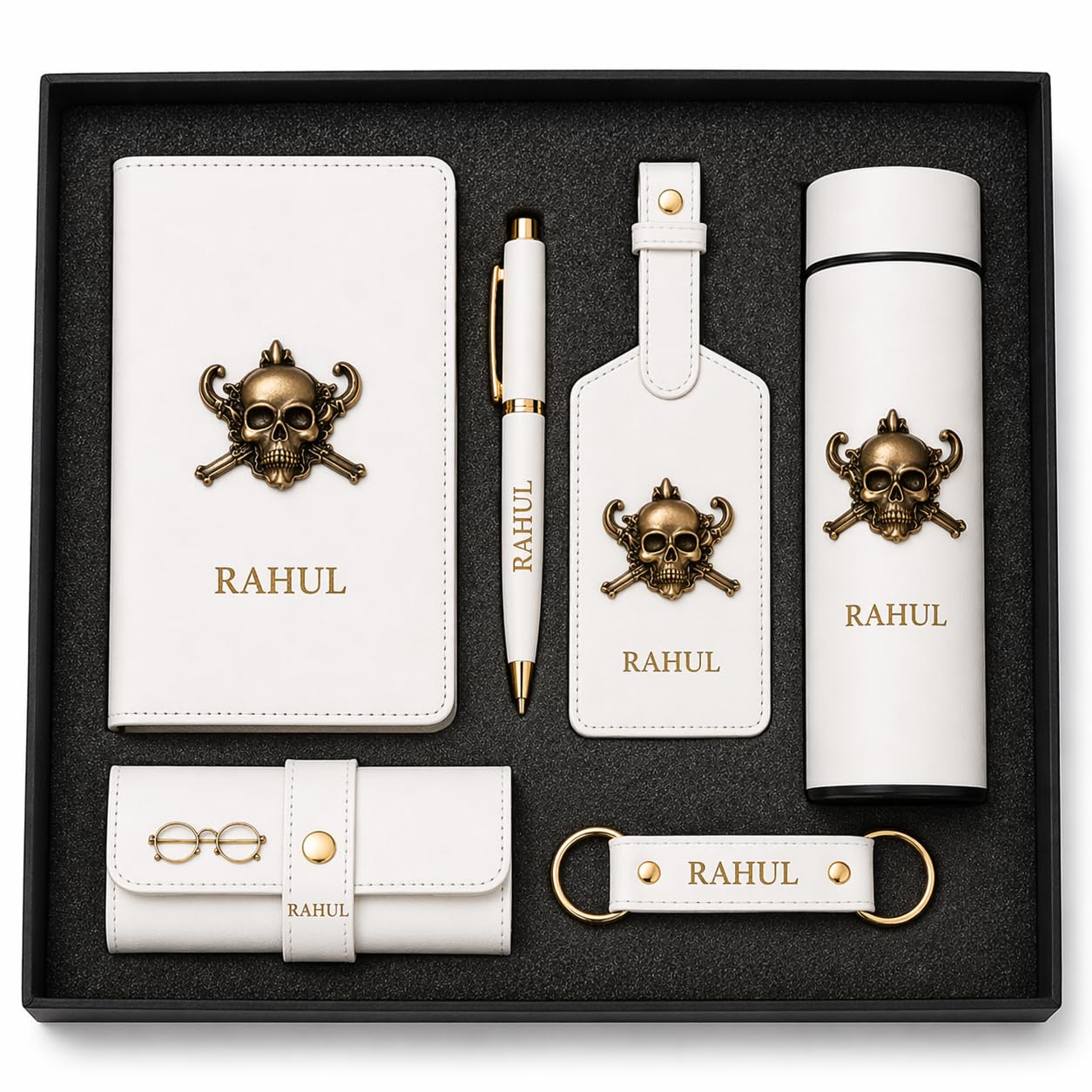 Premium Personalized Corporate Gift Set for Men with Smart Bottle, Wallet & Travel Organizer