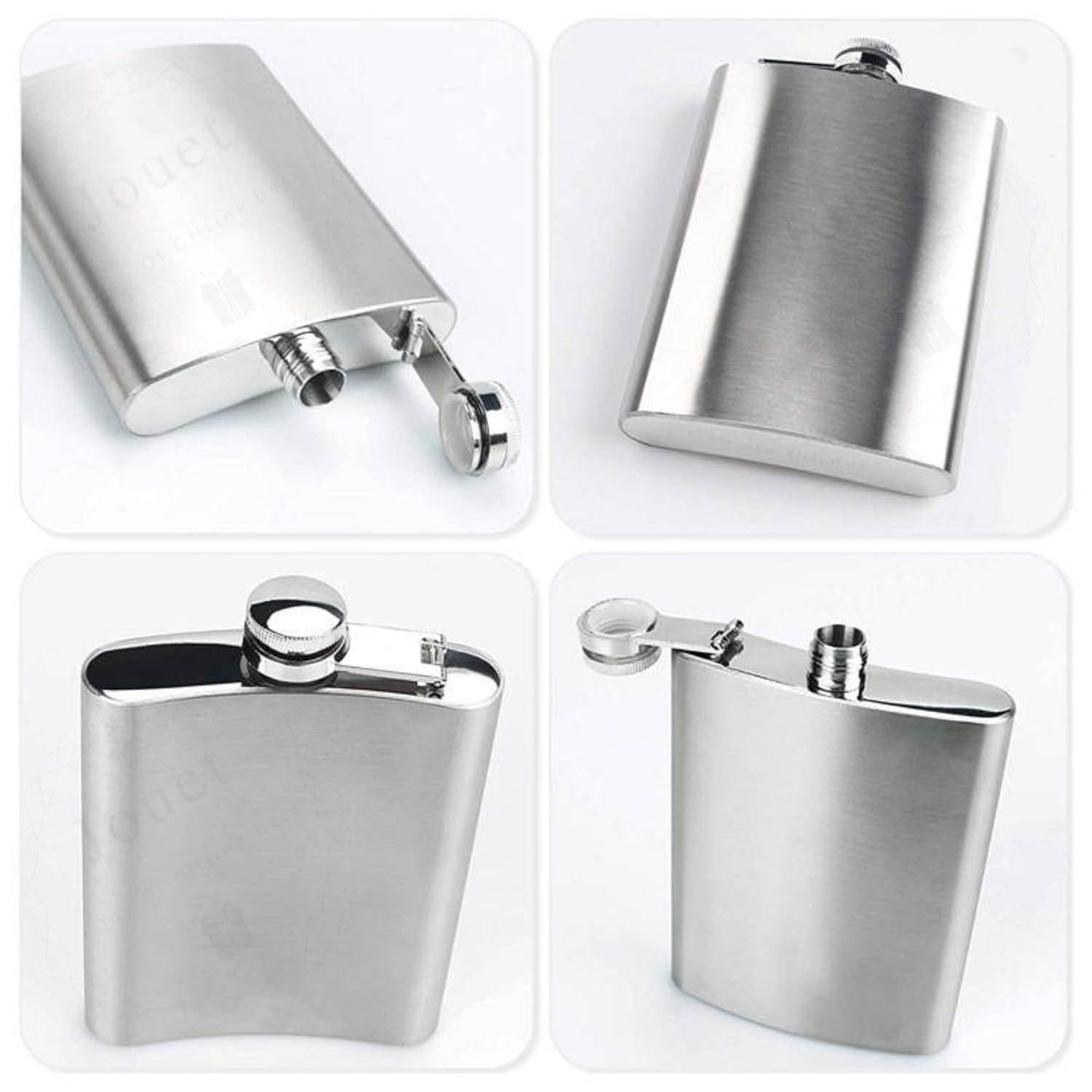 Personalized 210ml Stainless Steel Hip Flask Gift Set – Custom Name or Logo Engraving with 2 Shot Glasses & Funnel