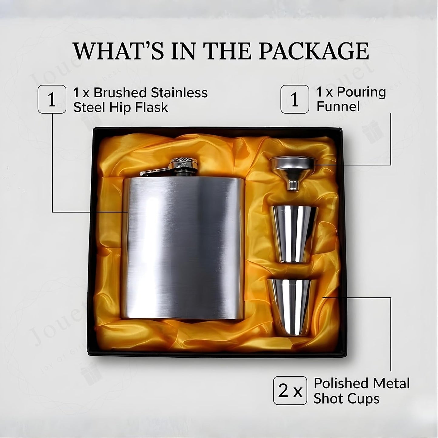 Personalized 210ml Stainless Steel Hip Flask Gift Set – Custom Name or Logo Engraving with 2 Shot Glasses & Funnel