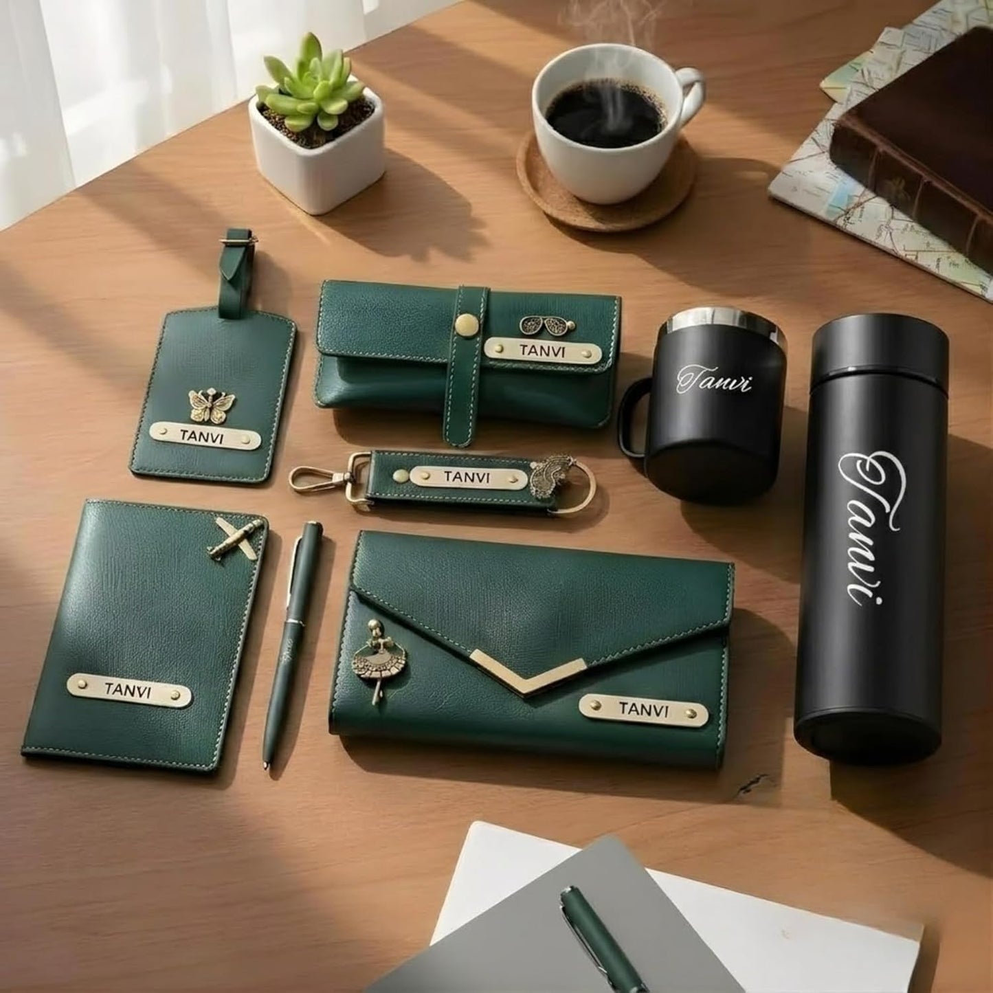 Customised Leather Travel Gift Set for Women