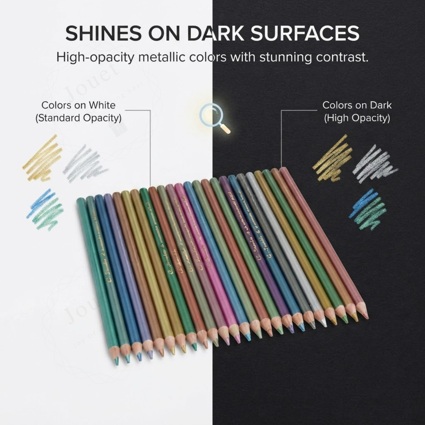 28-Piece Metallic Colored Pencils Set | Pre-Sharpened Shimmer Art Pencils with 3.0mm Break-Resistant Lead