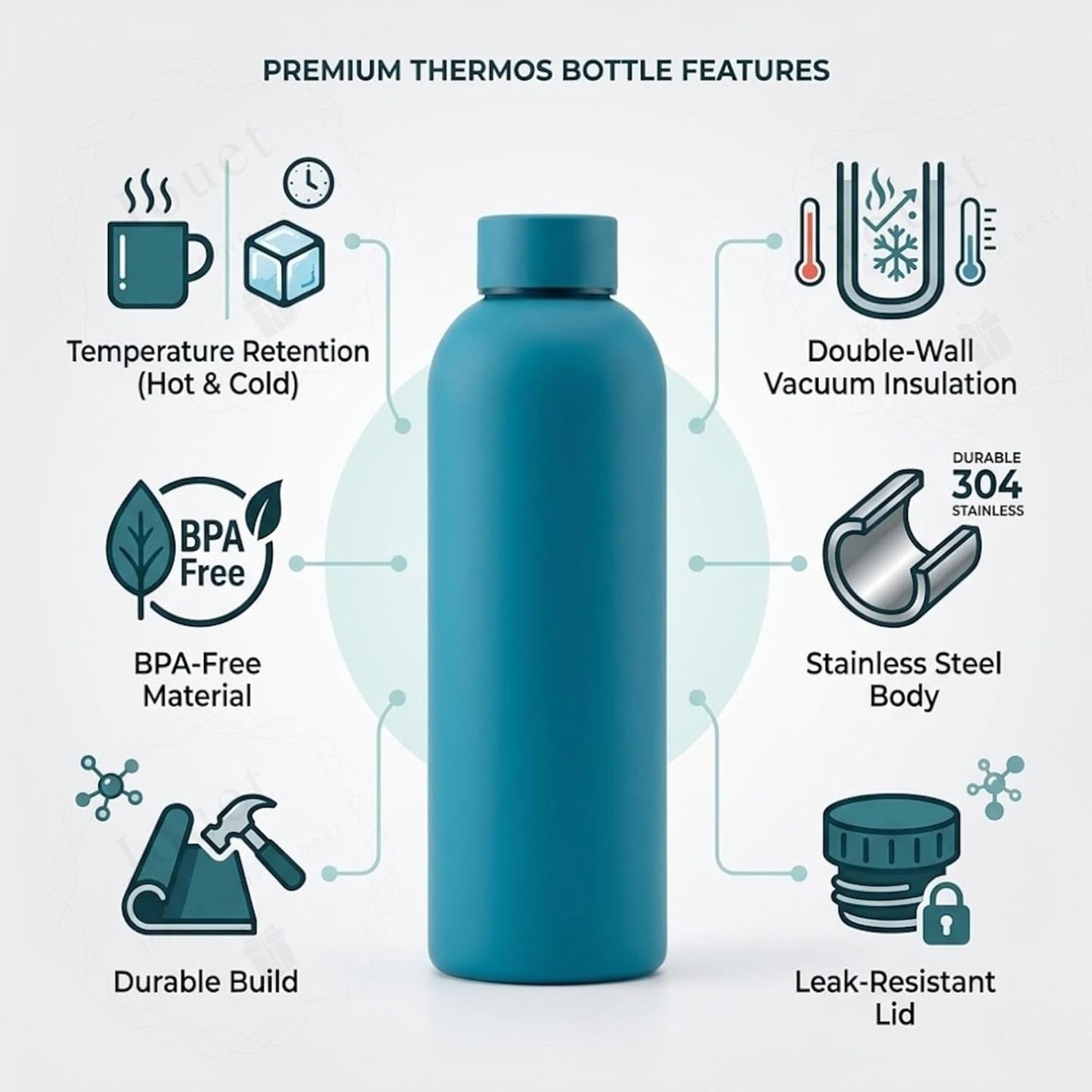 Personalized 500ml Thermos Bottle with Custom Name, Stainless Steel Vacuum Insulated Flask, Leakproof Travel Bottle