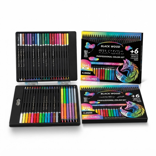 48-Piece Premium Colored Pencil Set | Triangular Grip Art Supplies