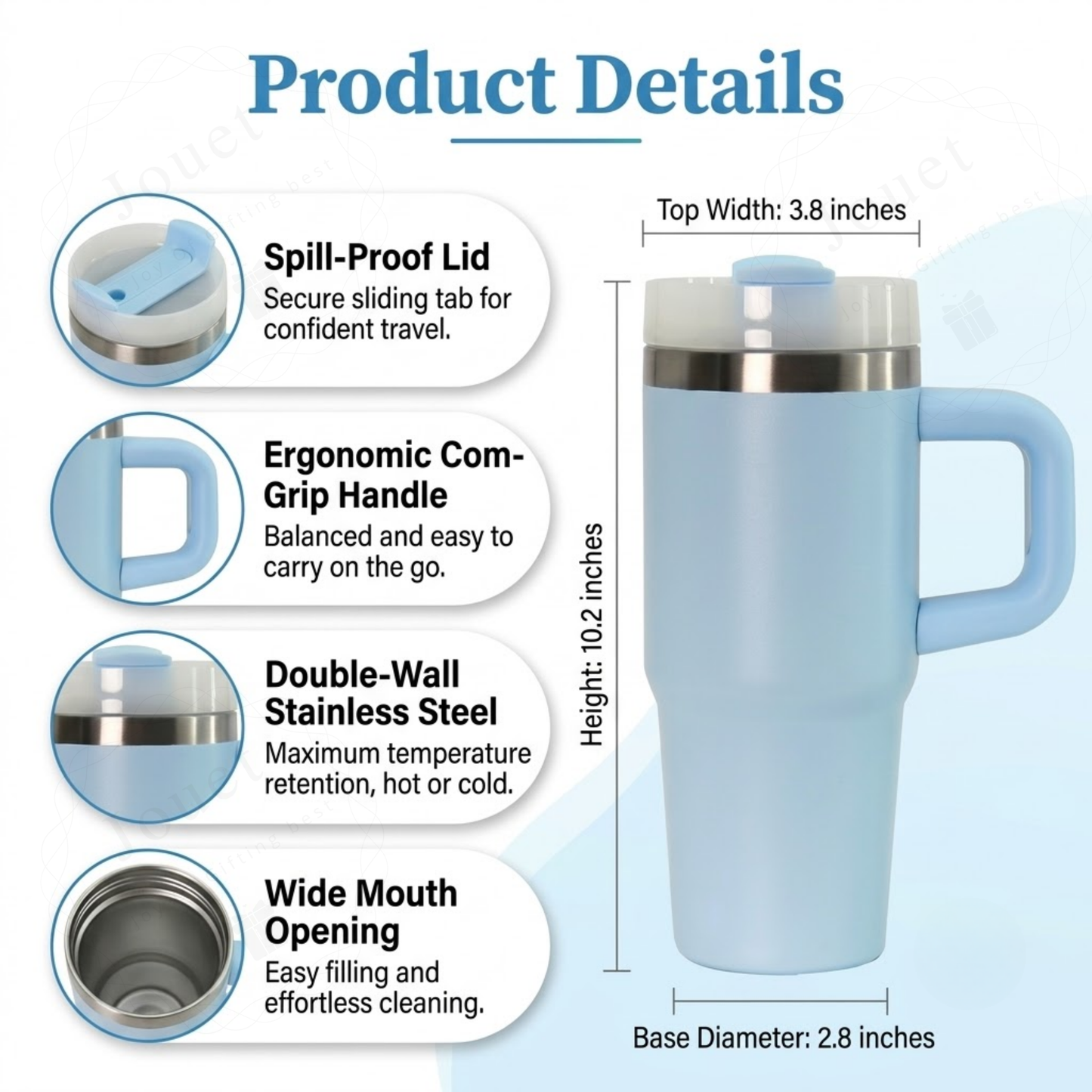 500ml Insulated Stainless Steel Water Bottle with Handle & Straw