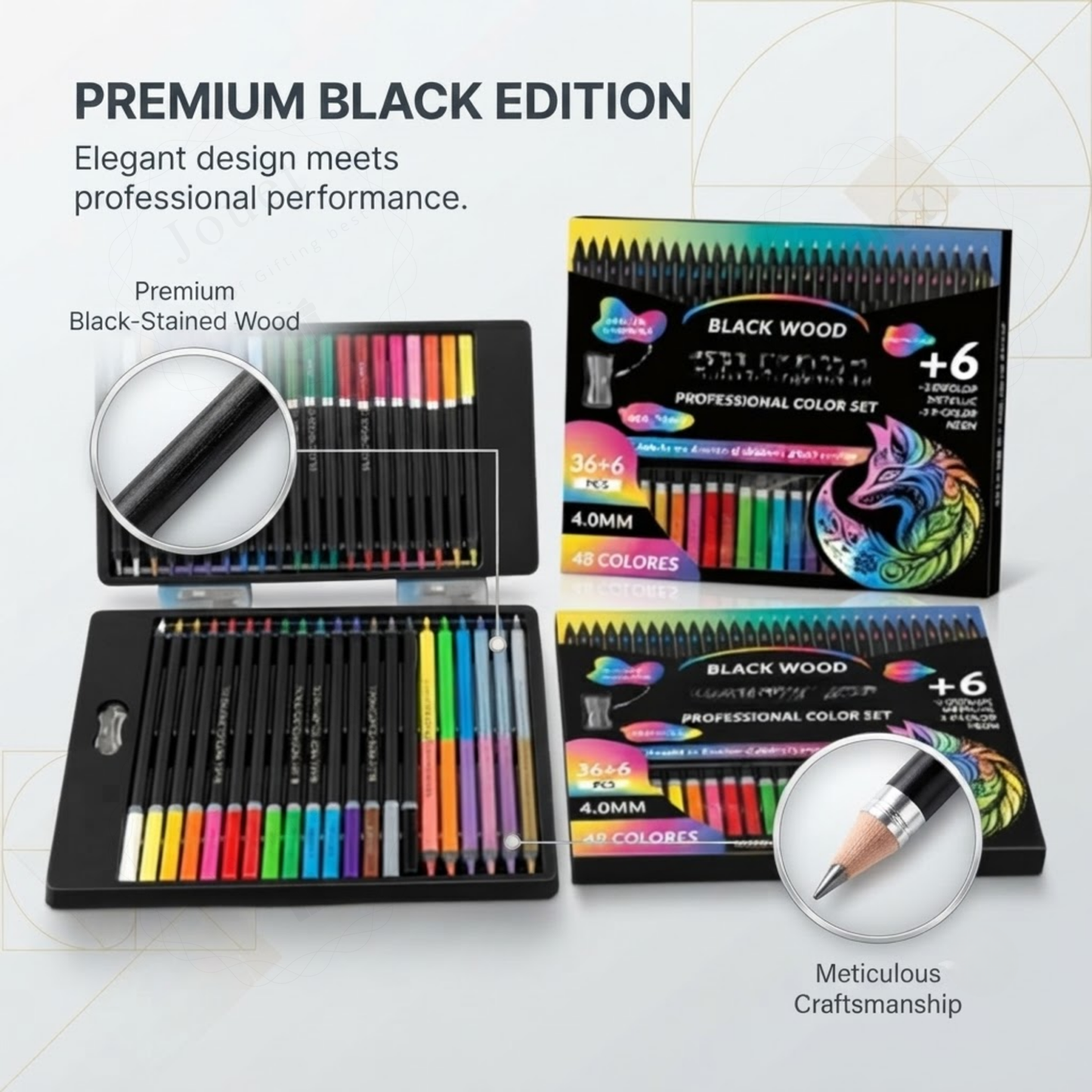 48-Piece Premium Colored Pencil Set | Triangular Grip Art Supplies
