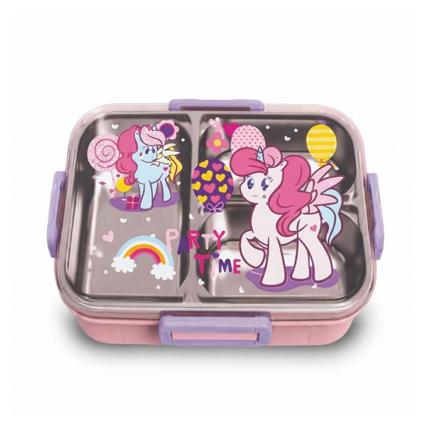 750ml Kids Stainless Steel Lunch Box with 3 Compartments for School & Travel