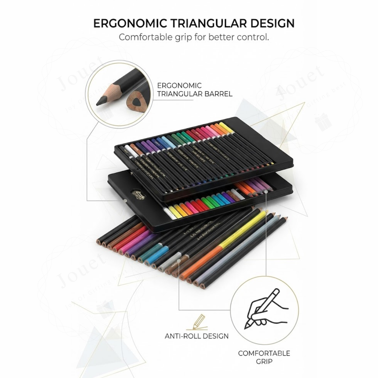 48-Piece Premium Colored Pencil Set | Triangular Grip Art Supplies