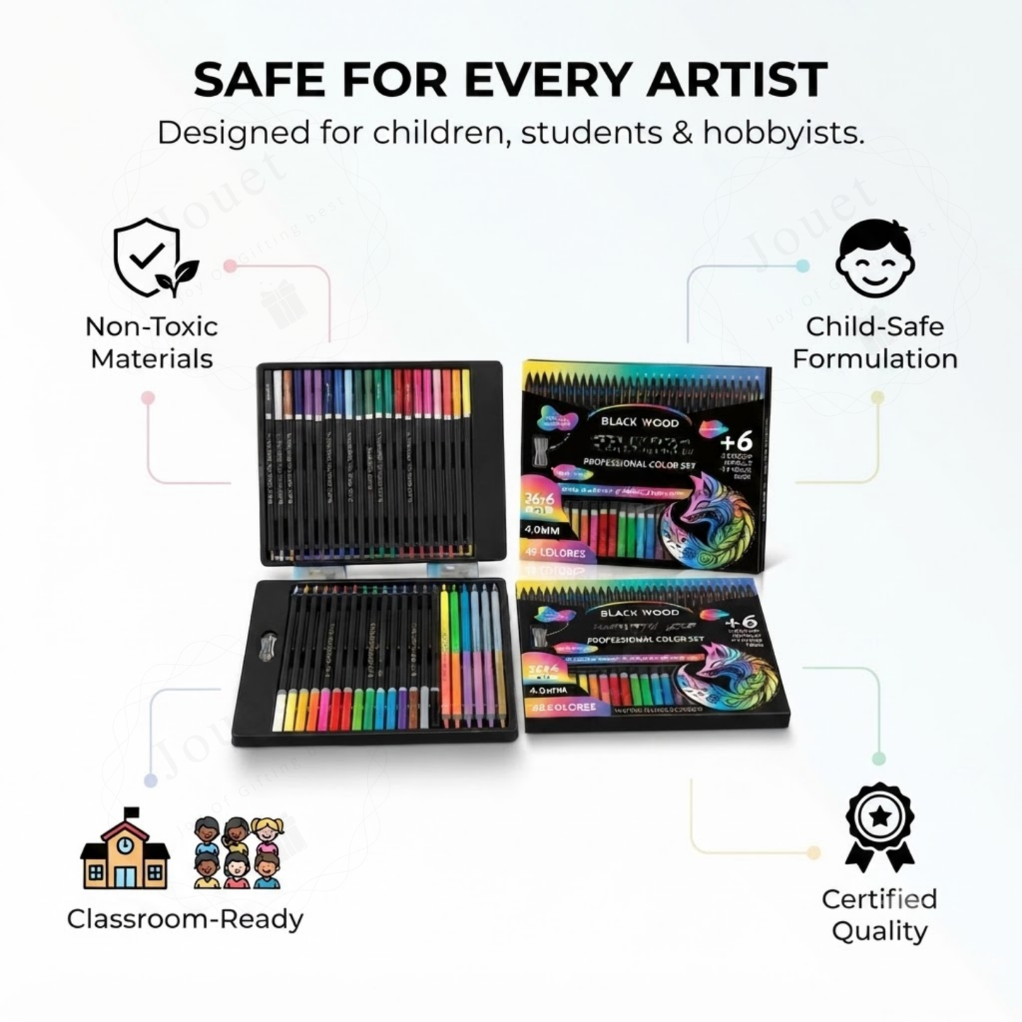 48-Piece Premium Colored Pencil Set | Triangular Grip Art Supplies
