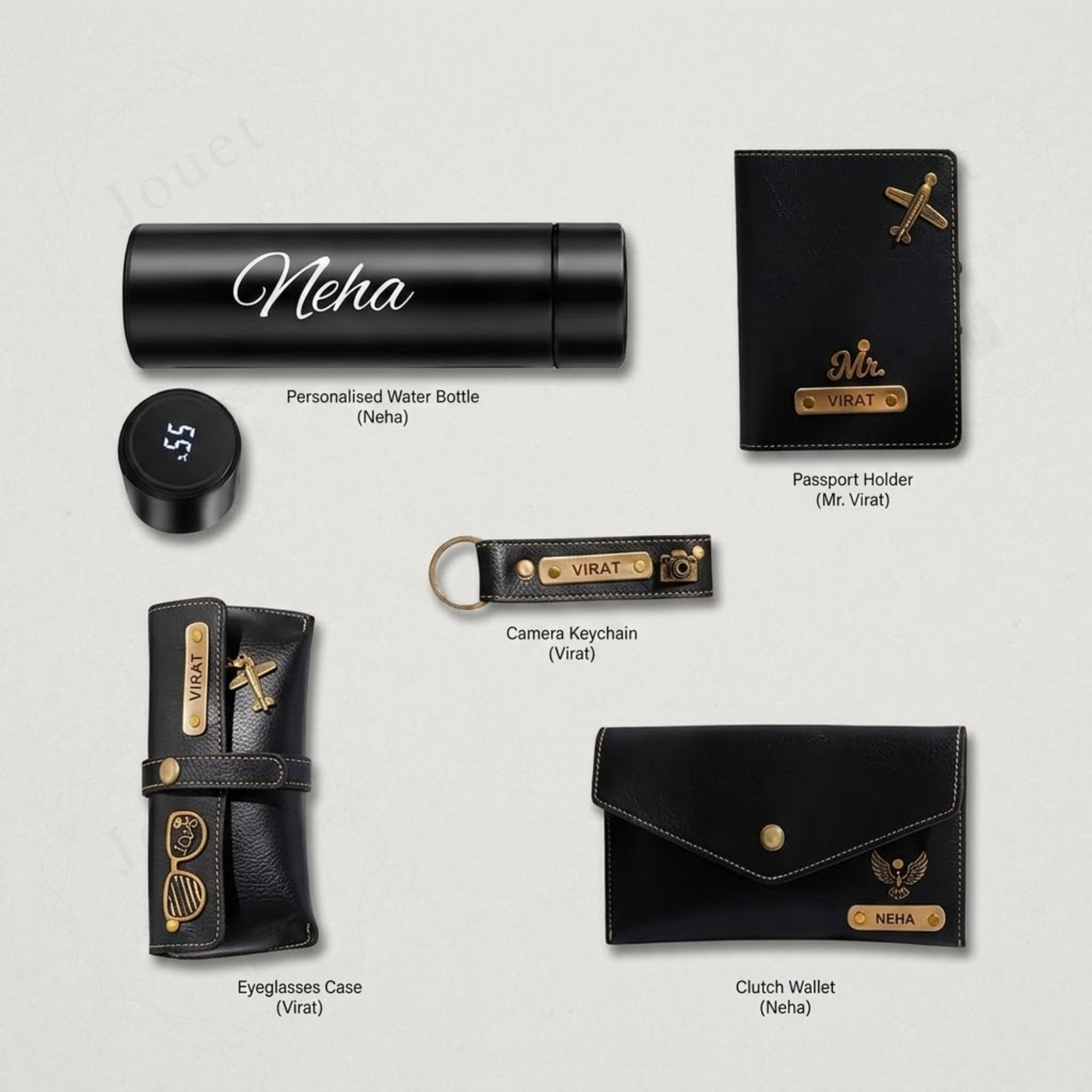 Personalized Wallet & Purse Gift Set for Women with Smart Bottle & Name Charm