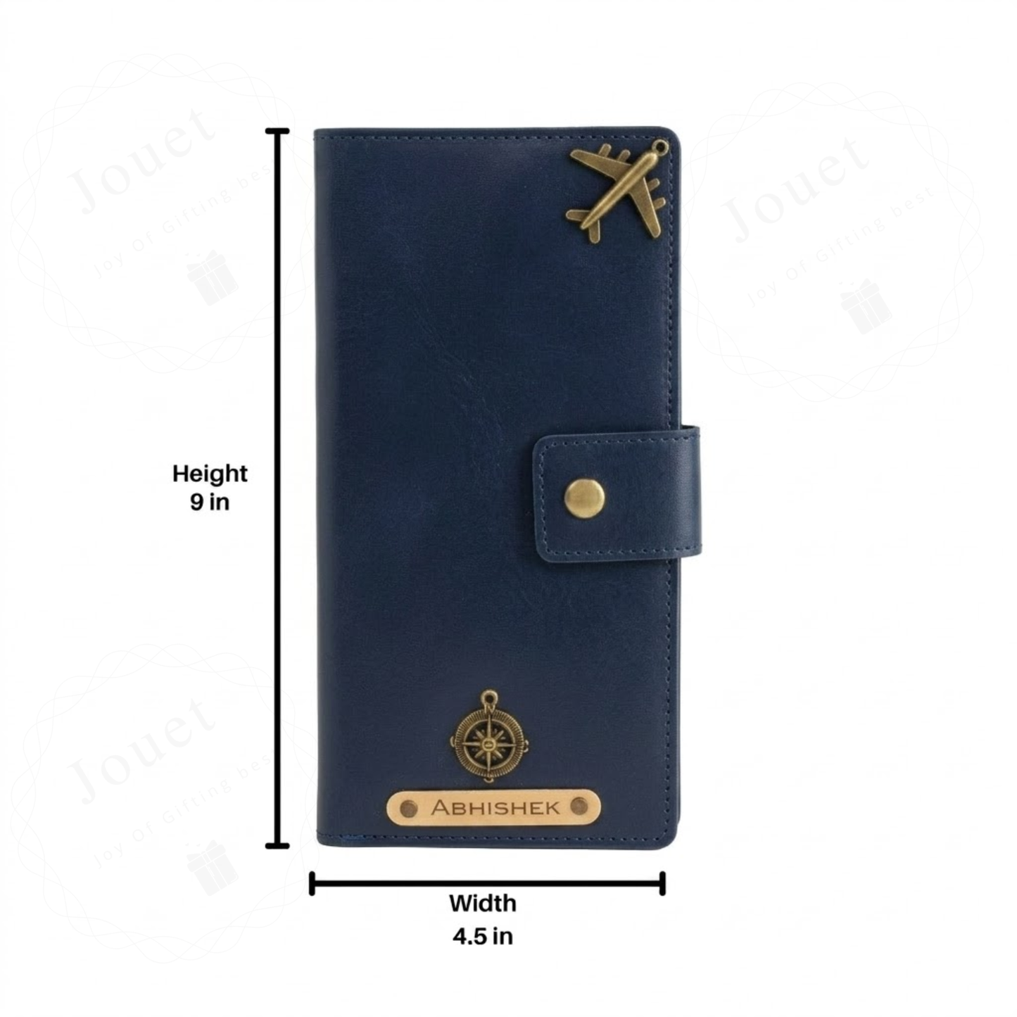 Personalised Travel Wallet, Faux Leather, with Name Plate and Charms, Passport Organiser