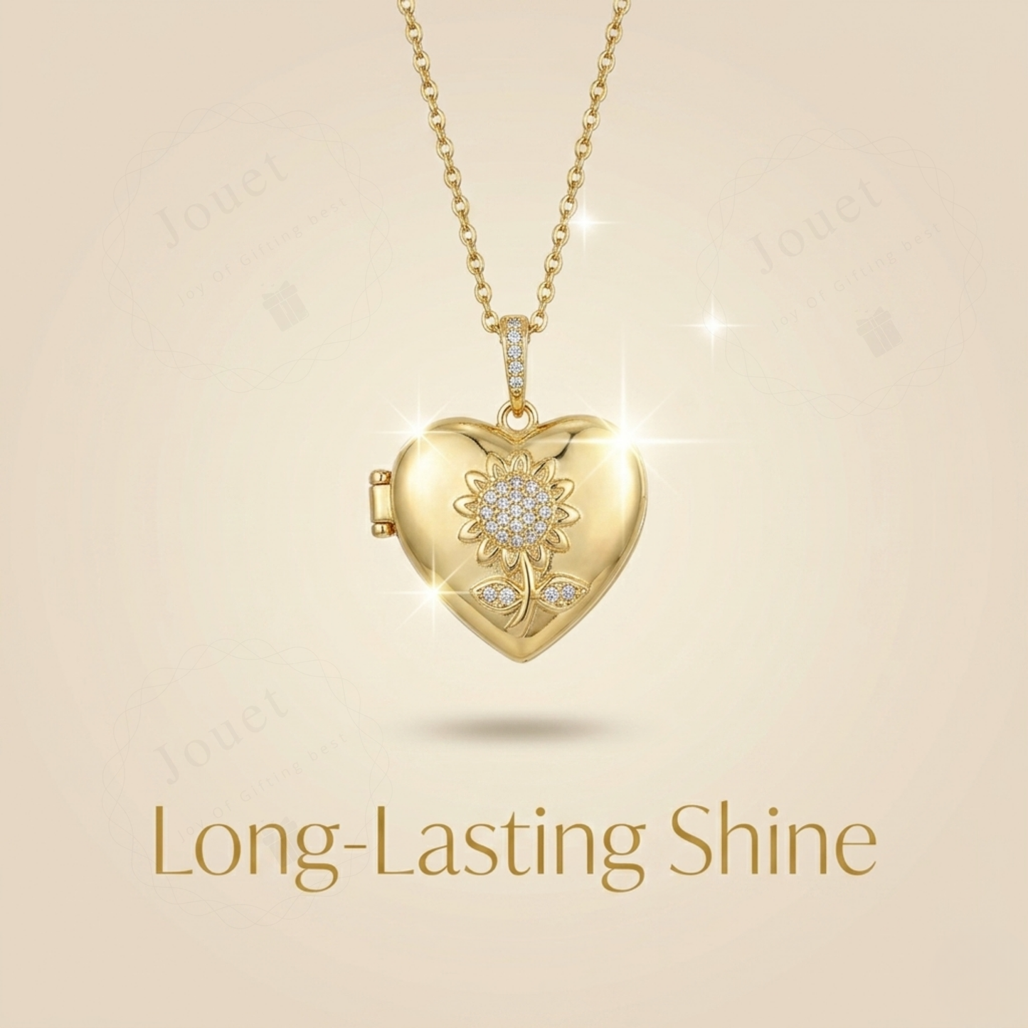 Personalized Heart Photo Locket Necklace for Women with Crystal Sunflower Design, Stainless Steel Waterproof Jewelry Gift for Her