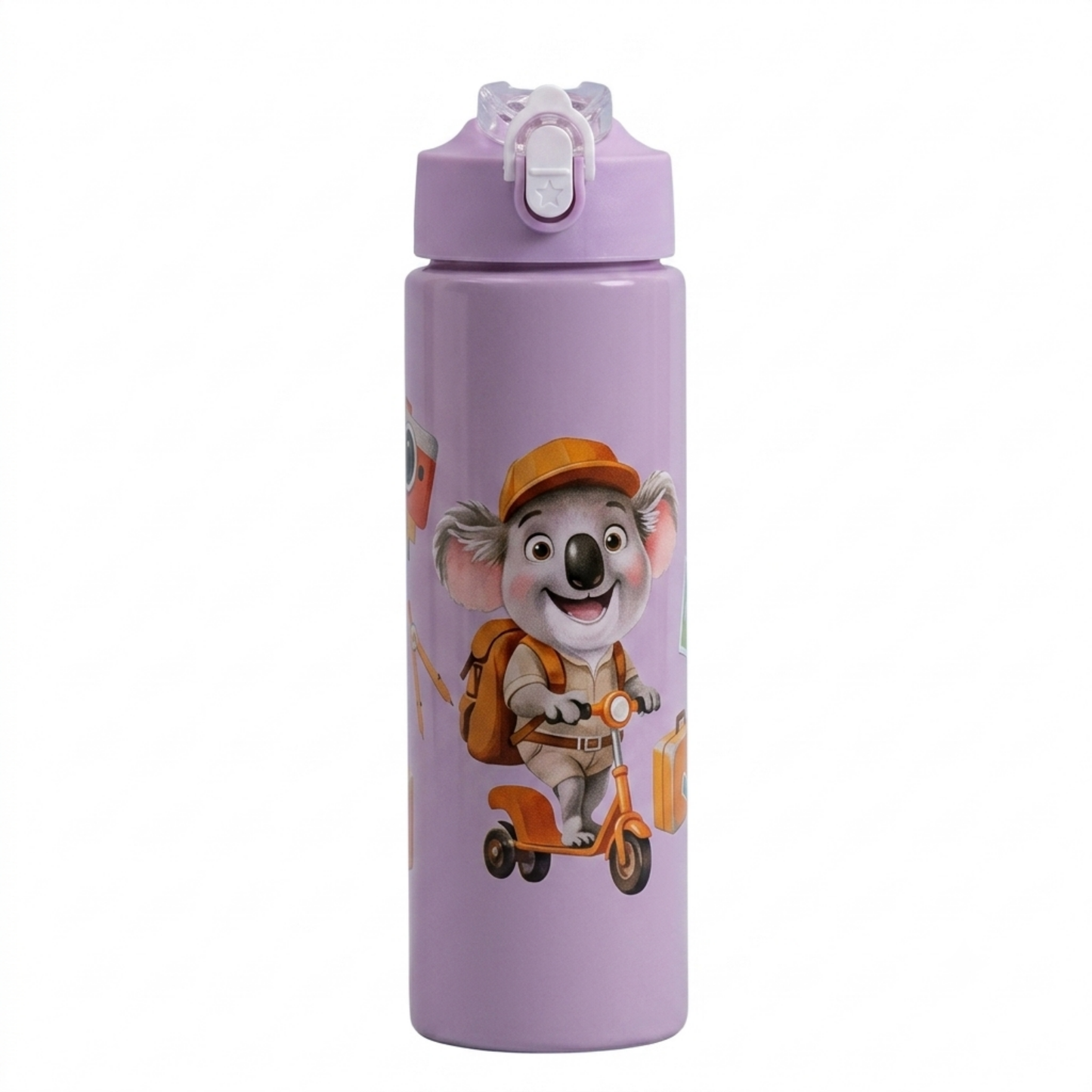 900ml Kids Water Bottle – Leakproof BPA-Free Plastic Sipper with Flip-Top Lock & Carry Strap for School, Travel & Outdoor Use