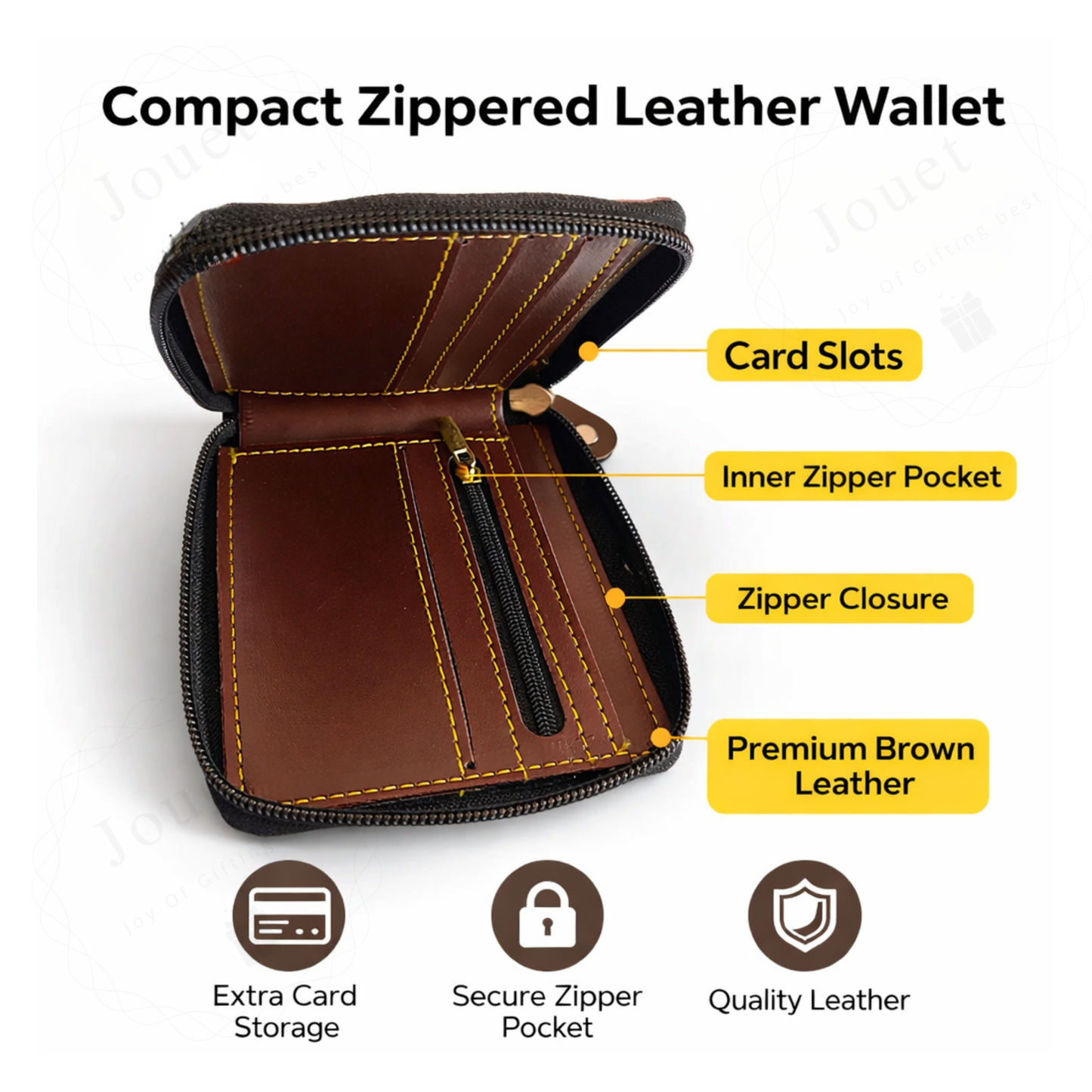 Personalized Men's Zipper Wallet with Custom Name Strip & Charm, Vegan Leather Card Holder