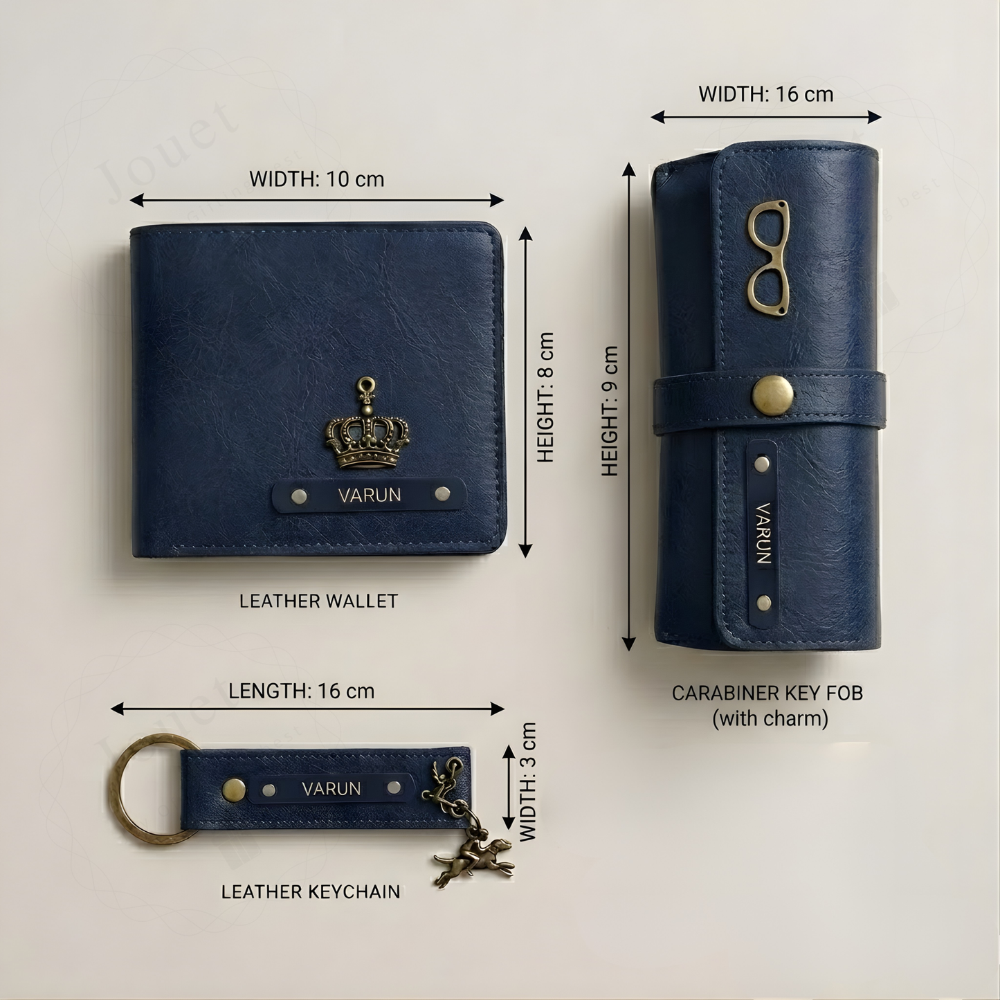 Personalized Men’s Leather Gift Set with Bi-Fold Wallet, Eyewear Case & Keychain, Custom Name Engraved Accessories Combo
