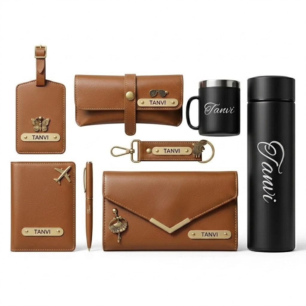 Customised Leather Travel Gift Set for Women