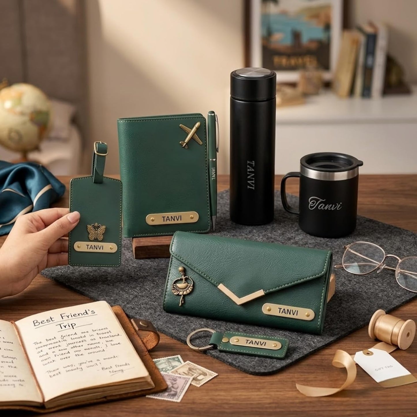 Customised Leather Travel Gift Set for Women