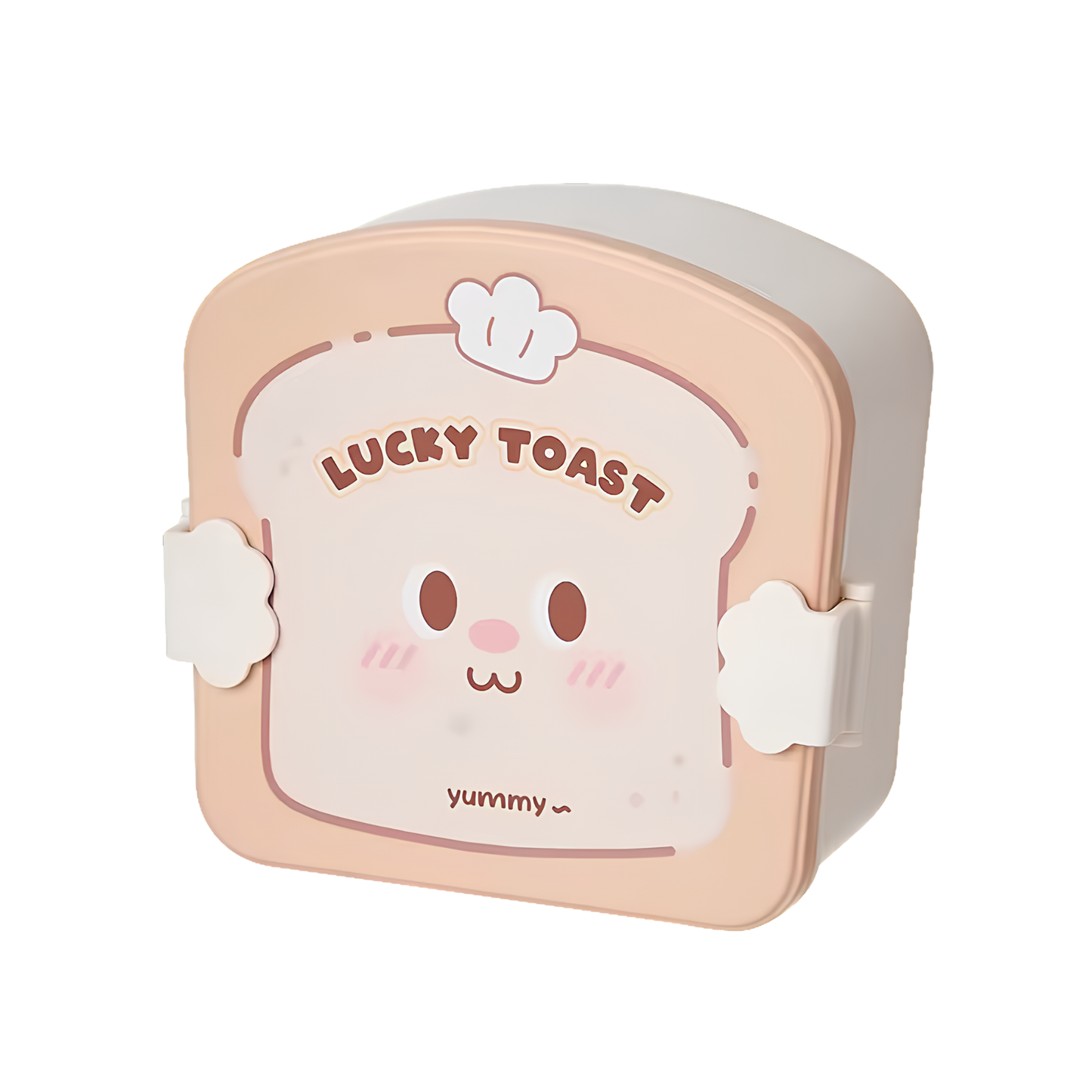 Toast-Shaped Kids Bento Lunch Box with Spoon & Fork | 3-Compartment Lunch Box for School