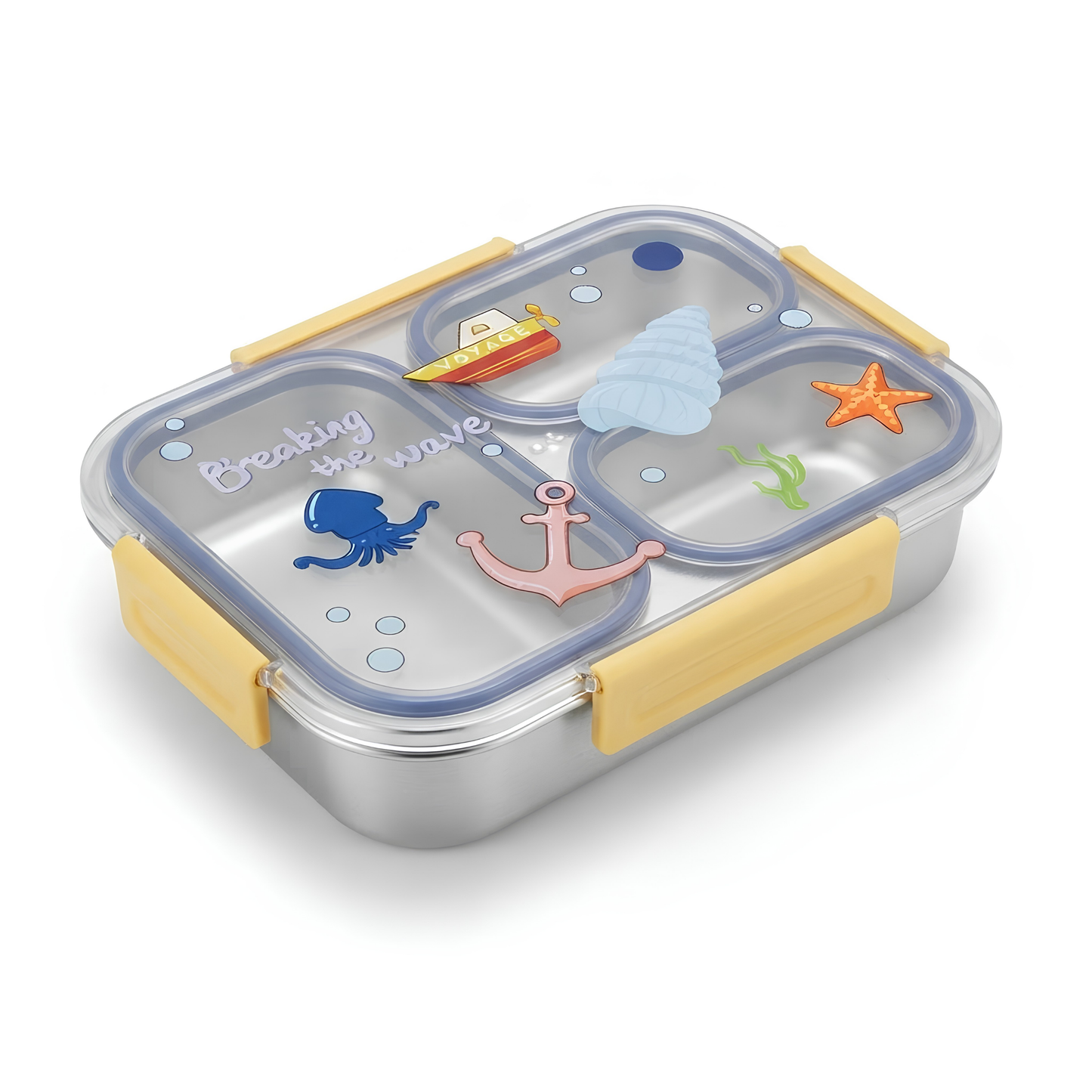 750ml Kids Stainless Steel Lunch Box with 3 Compartments for School & Travel