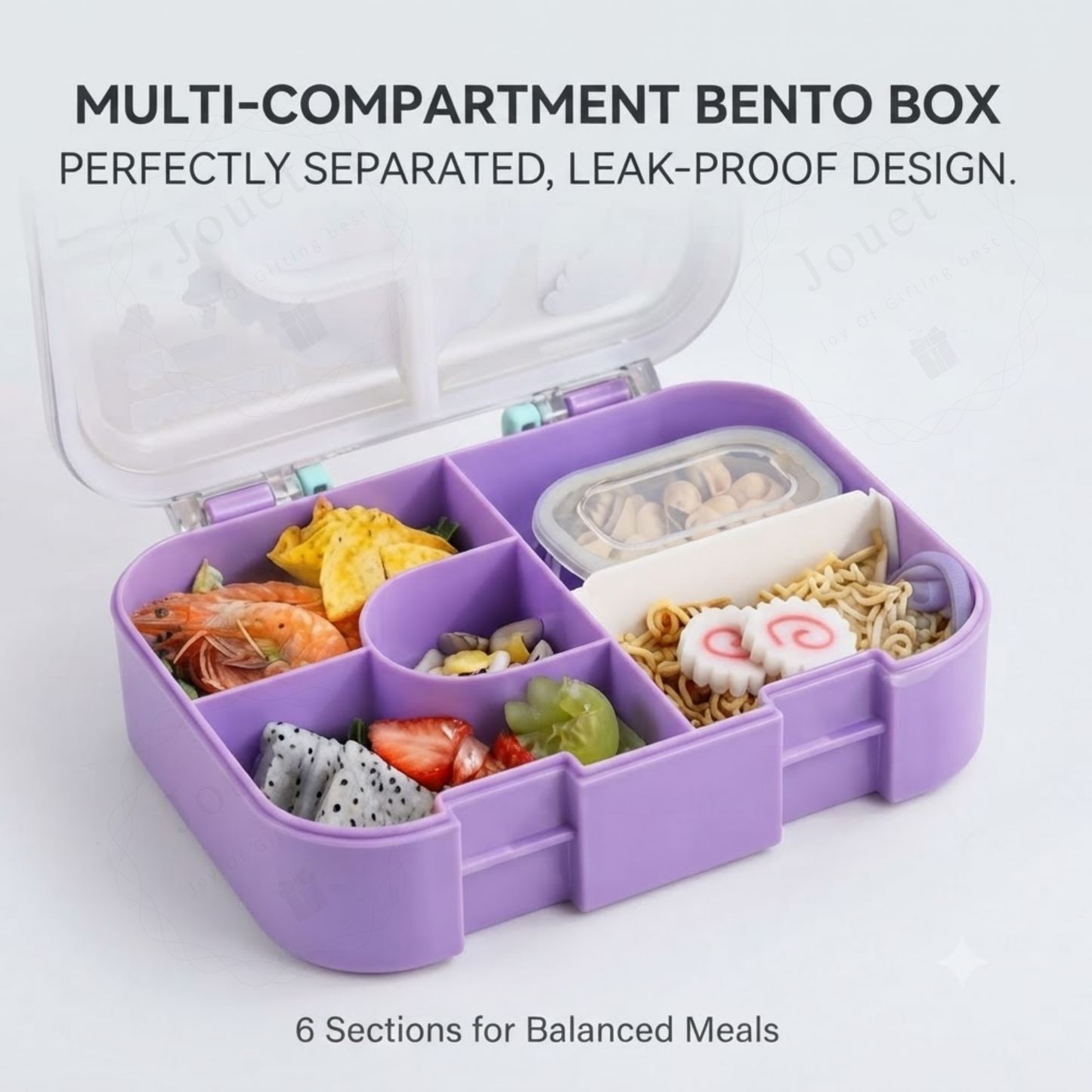 1400ml Bento Lunch Box | 4 Grid Leakproof Food Container with Bowl & Spoon