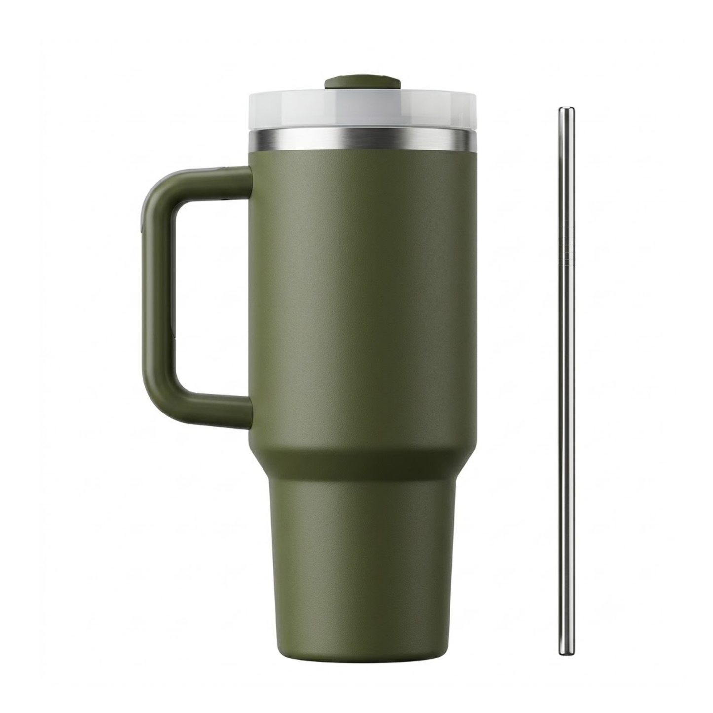 1200ml Insulated Stainless Steel Water Bottle with Handle, Steel Straw & Lid