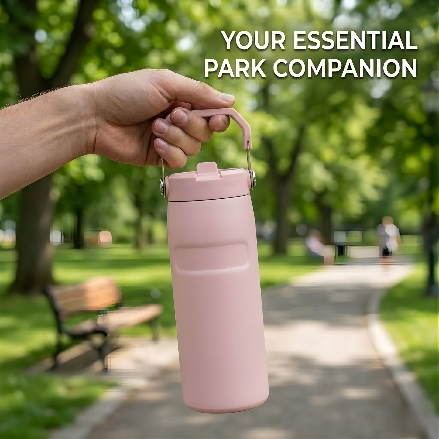 Personalized 500ml Thermos Flask with Name, Stainless Steel Insulated Water Bottle with Handle & Flip Straw Lid