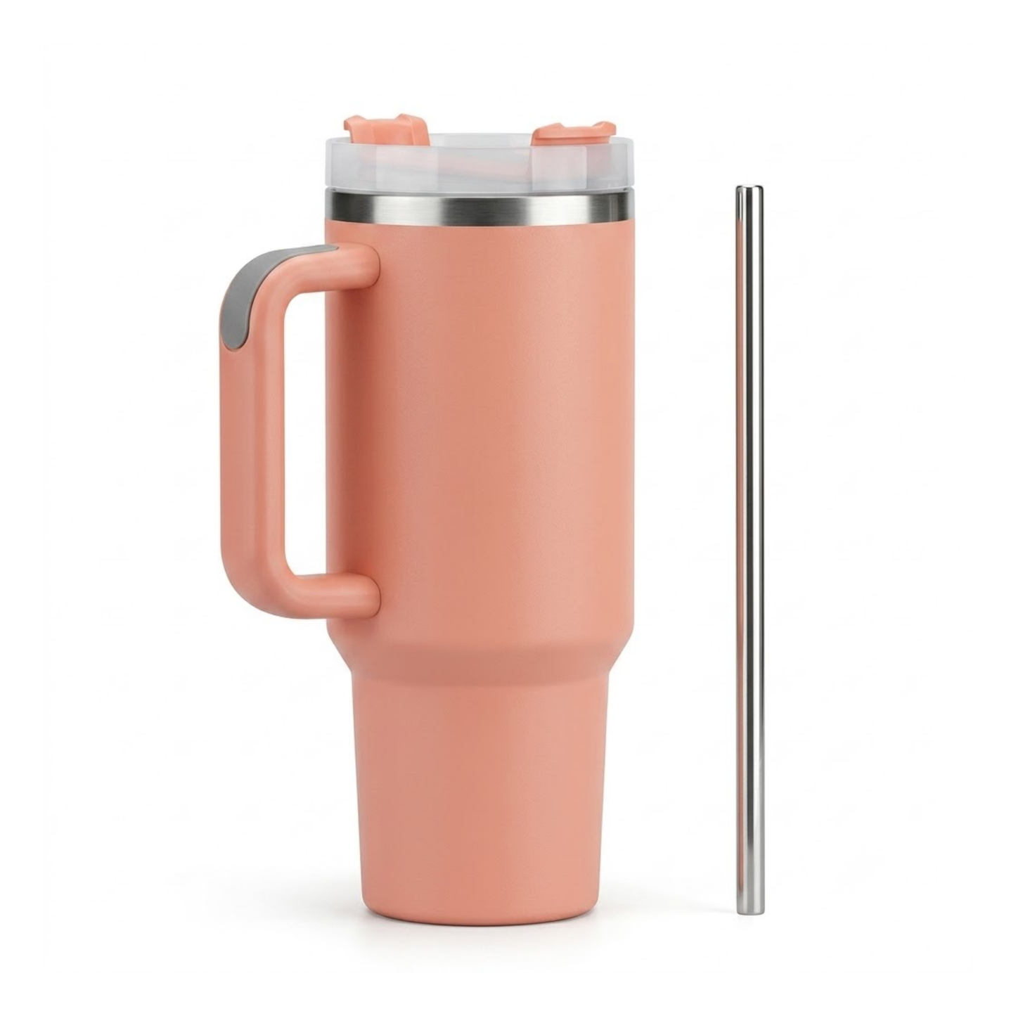 1200ml Insulated Stainless Steel Water Bottle with Handle, Steel Straw & Lid