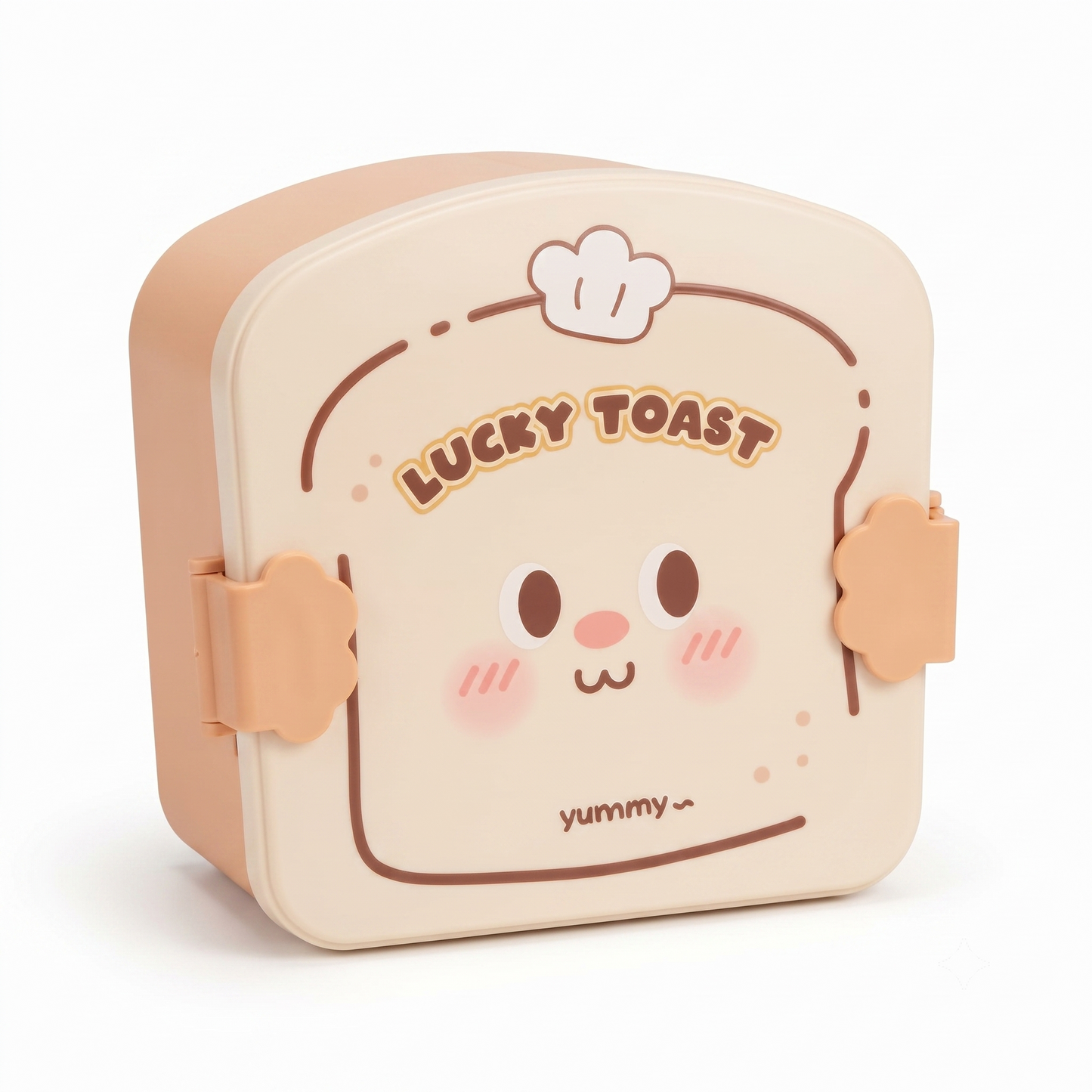 Toast-Shaped Kids Bento Lunch Box with Spoon & Fork | 3-Compartment Lunch Box for School