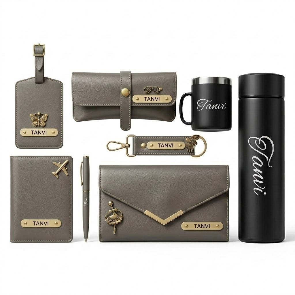 Customised Leather Travel Gift Set for Women